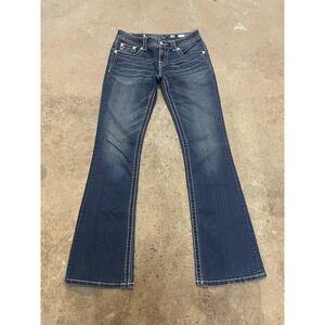 Miss Me Jeans Womens 28 Dark Wash Signature-Rise Bootcut Stretch Embellished